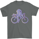 A Cycling Octopus Funny Cyclist Bicycle Mens T-Shirt 100% Cotton Charcoal