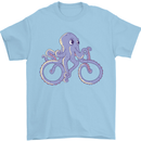 A Cycling Octopus Funny Cyclist Bicycle Mens T-Shirt 100% Cotton Light Blue