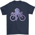 A Cycling Octopus Funny Cyclist Bicycle Mens T-Shirt 100% Cotton Navy Blue