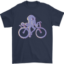 A Cycling Octopus Funny Cyclist Bicycle Mens T-Shirt 100% Cotton Navy Blue