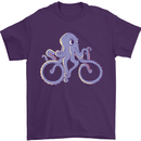 A Cycling Octopus Funny Cyclist Bicycle Mens T-Shirt 100% Cotton Purple