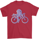 A Cycling Octopus Funny Cyclist Bicycle Mens T-Shirt 100% Cotton Red