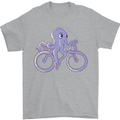 A Cycling Octopus Funny Cyclist Bicycle Mens T-Shirt 100% Cotton Sports Grey