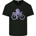 A Cycling Octopus Funny Cyclist Bicycle Mens V-Neck Cotton T-Shirt Black