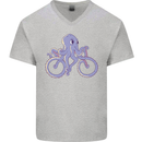 A Cycling Octopus Funny Cyclist Bicycle Mens V-Neck Cotton T-Shirt Sports Grey