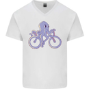 A Cycling Octopus Funny Cyclist Bicycle Mens V-Neck Cotton T-Shirt White