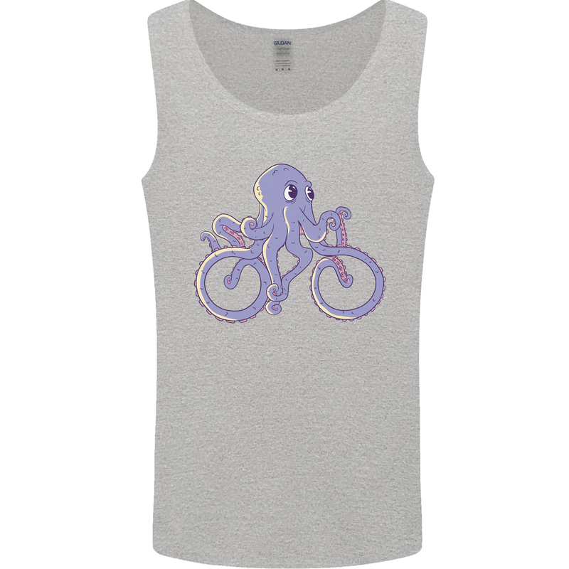 A Cycling Octopus Funny Cyclist Bicycle Mens Vest Tank Top Sports Grey