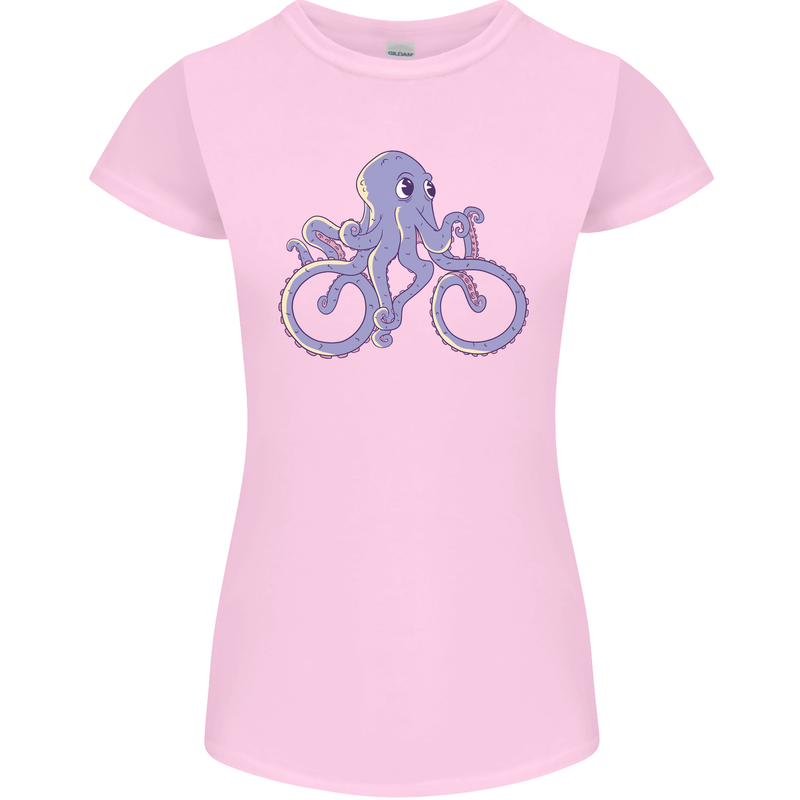 A Cycling Octopus Funny Cyclist Bicycle Womens Petite Cut T-Shirt Light Pink