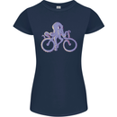A Cycling Octopus Funny Cyclist Bicycle Womens Petite Cut T-Shirt Navy Blue