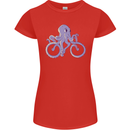 A Cycling Octopus Funny Cyclist Bicycle Womens Petite Cut T-Shirt Red