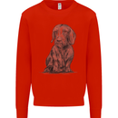 A Dachshund Dog Kids Sweatshirt Jumper Bright Red