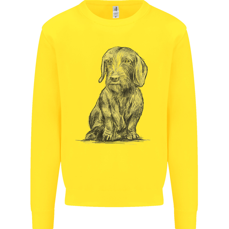 A Dachshund Dog Kids Sweatshirt Jumper Yellow