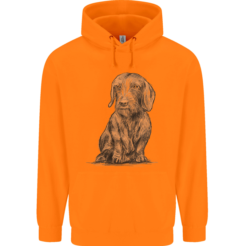 A Dachshund Dog Mens 80% Cotton Hoodie Orange