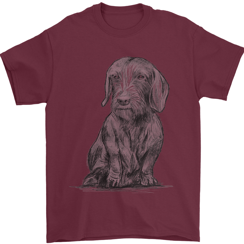 A Dachshund Dog Mens T-Shirt 100% Cotton Maroon