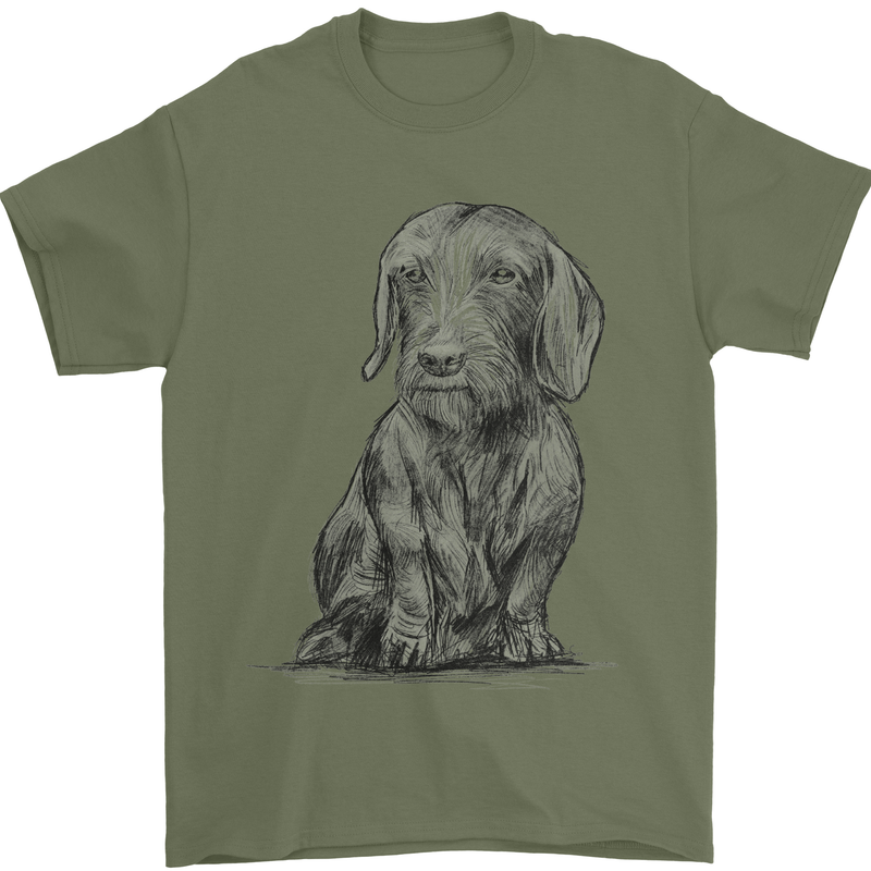 A Dachshund Dog Mens T-Shirt 100% Cotton Military Green