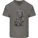 A Dachshund Dog Mens V-Neck Cotton T-Shirt Charcoal