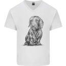 A Dachshund Dog Mens V-Neck Cotton T-Shirt White