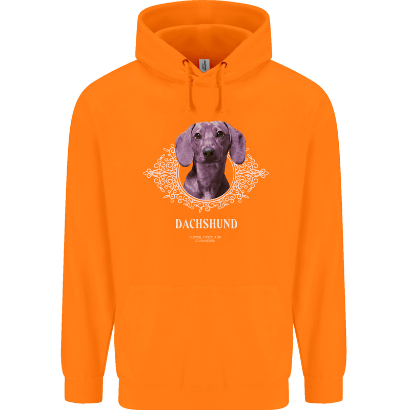 A Dachshund Dog With Decoration Childrens Kids Hoodie Orange
