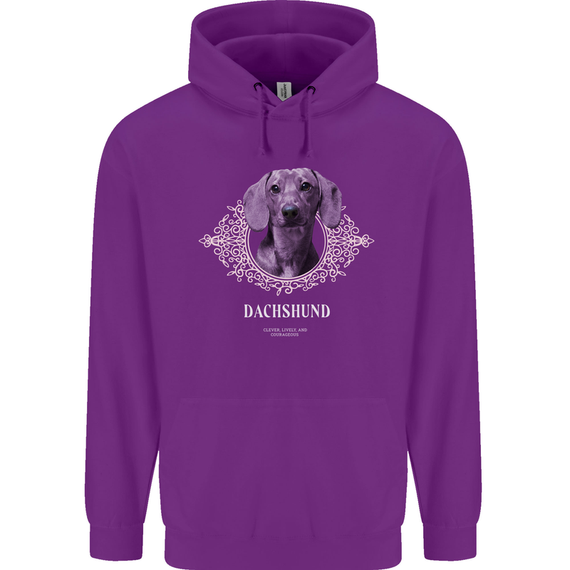 A Dachshund Dog With Decoration Childrens Kids Hoodie Purple