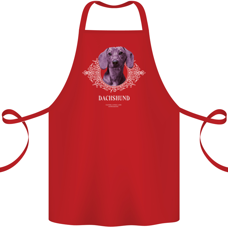 A Dachshund Dog With Decoration Cotton Apron 100% Organic Red