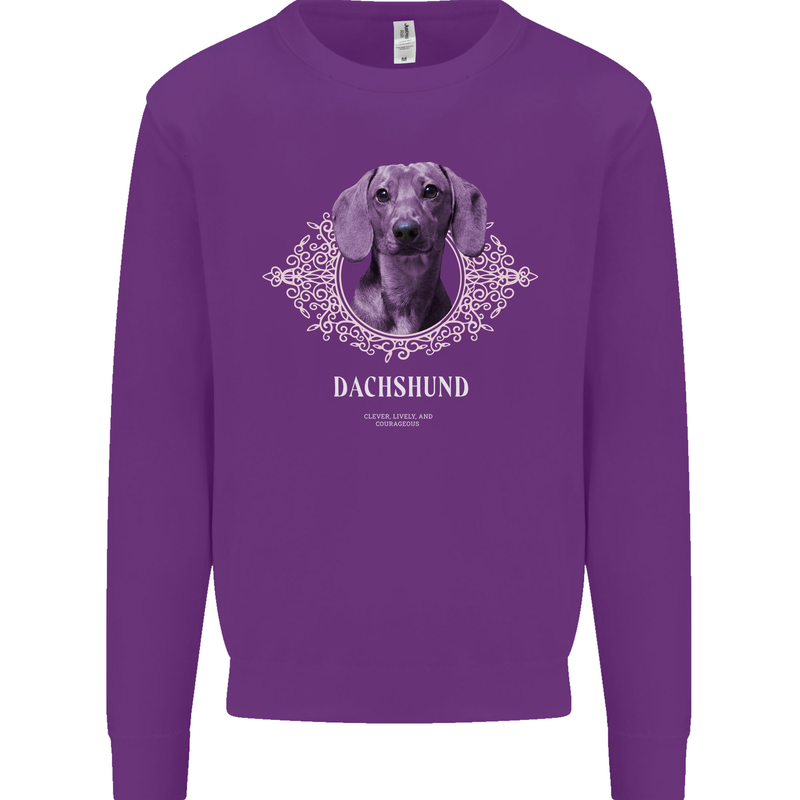 A Dachshund Dog With Decoration Kids Sweatshirt Jumper Purple