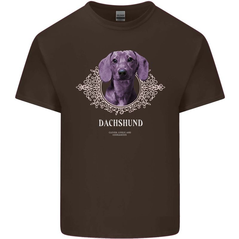 A Dachshund Dog With Decoration Mens Cotton T-Shirt Tee Top Dark Chocolate