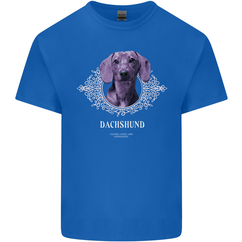 A Dachshund Dog With Decoration Mens Cotton T-Shirt Tee Top Royal Blue