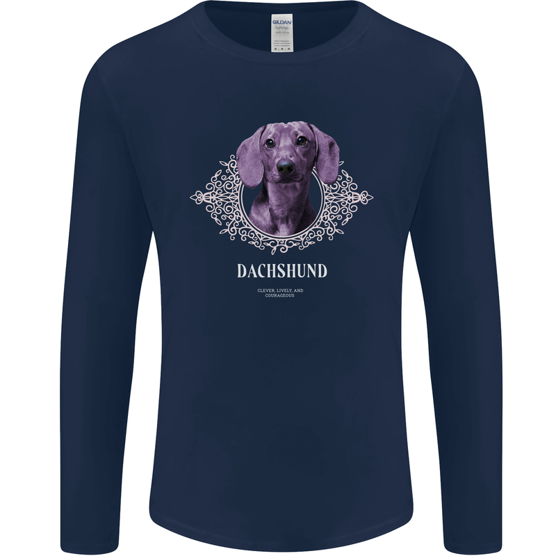 A Dachshund Dog With Decoration Mens Long Sleeve T-Shirt Navy Blue