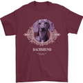 A Dachshund Dog With Decoration Mens T-Shirt 100% Cotton Maroon