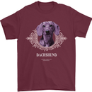 A Dachshund Dog With Decoration Mens T-Shirt 100% Cotton Maroon
