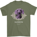A Dachshund Dog With Decoration Mens T-Shirt 100% Cotton Military Green