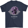 A Dachshund Dog With Decoration Mens T-Shirt 100% Cotton Navy Blue
