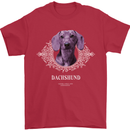 A Dachshund Dog With Decoration Mens T-Shirt 100% Cotton Red