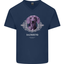 A Dachshund Dog With Decoration Mens V-Neck Cotton T-Shirt Navy Blue