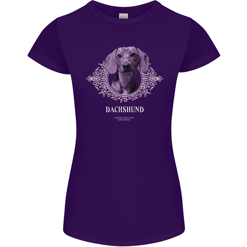 A Dachshund Dog With Decoration Womens Petite Cut T-Shirt Purple