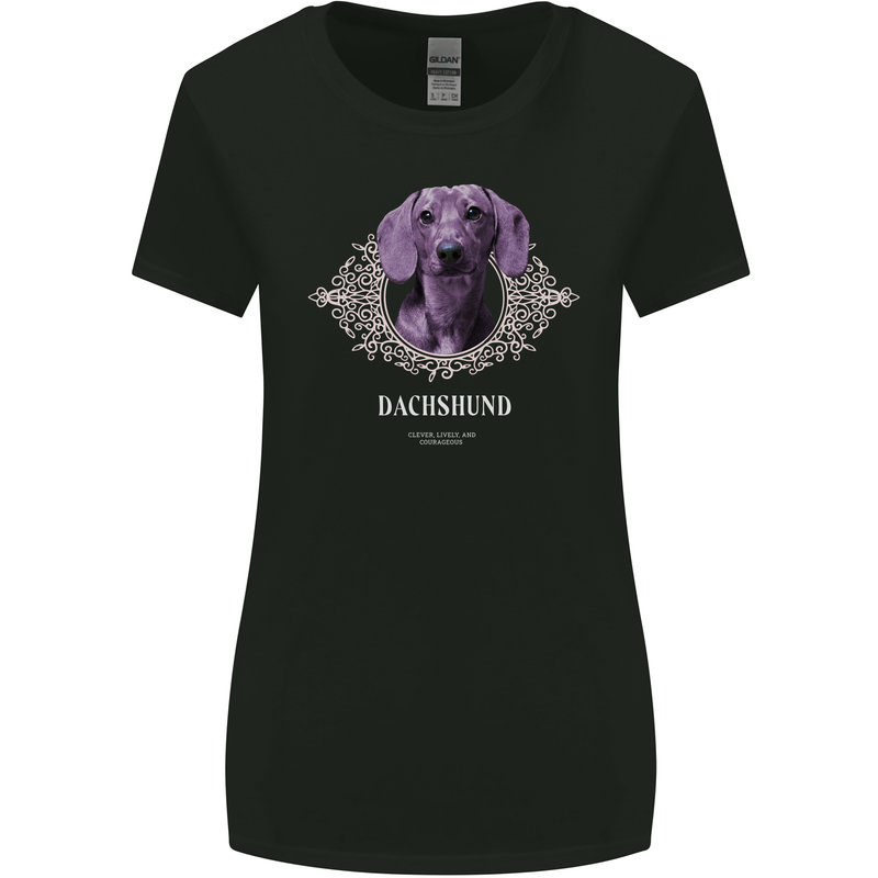 A Dachshund Dog With Decoration Womens Wider Cut T-Shirt Black