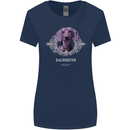 A Dachshund Dog With Decoration Womens Wider Cut T-Shirt Navy Blue