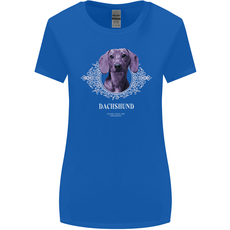 A Dachshund Dog With Decoration Womens Wider Cut T-Shirt Royal Blue