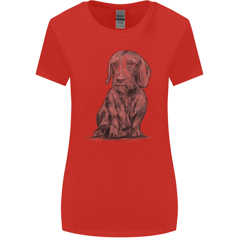 A Dachshund Dog Womens Wider Cut T-Shirt Red