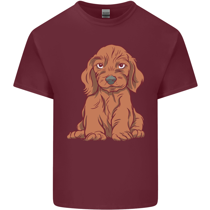 A Dachshund Puppy Dog Mens Cotton T-Shirt Tee Top Maroon