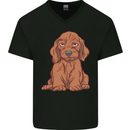 A Dachshund Puppy Dog Mens V-Neck Cotton T-Shirt Black