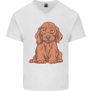 A Dachshund Puppy Dog Mens V-Neck Cotton T-Shirt White