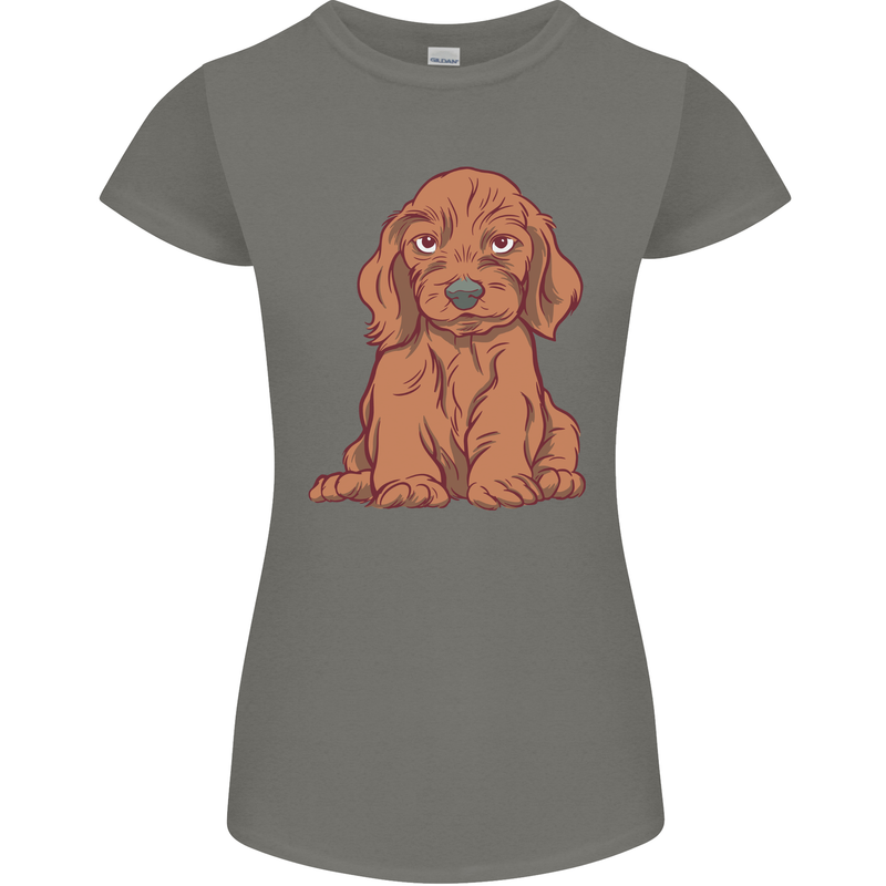 A Dachshund Puppy Dog Womens Petite Cut T-Shirt Charcoal