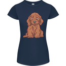 A Dachshund Puppy Dog Womens Petite Cut T-Shirt Navy Blue