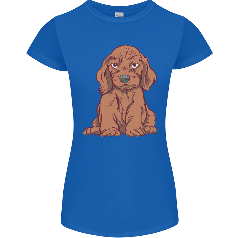 A Dachshund Puppy Dog Womens Petite Cut T-Shirt Royal Blue
