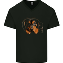 A Dachshund Puppy in a Pocket Dog Mens V-Neck Cotton T-Shirt Black