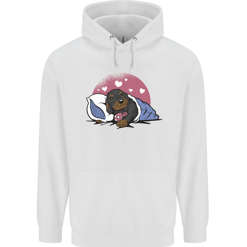 A Dachshund in Bed Dog Mens 80% Cotton Hoodie White
