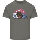 A Dachshund in Bed Dog Mens Cotton T-Shirt Tee Top Charcoal