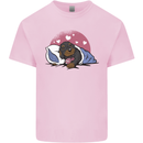 A Dachshund in Bed Dog Mens Cotton T-Shirt Tee Top Light Pink
