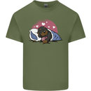 A Dachshund in Bed Dog Mens Cotton T-Shirt Tee Top Military Green